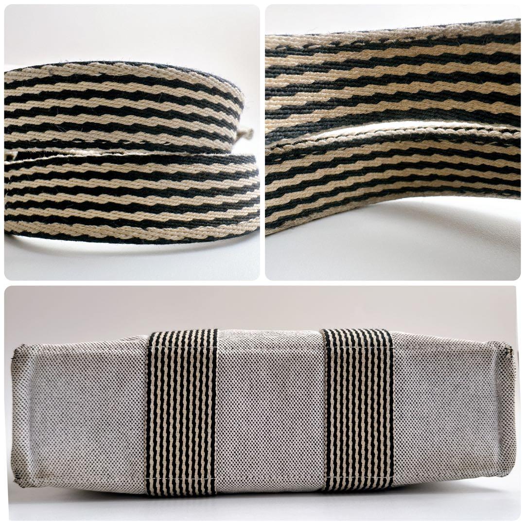 エルメス フールトゥPM ハンド トート バッグ グレー ブラック ストライプ