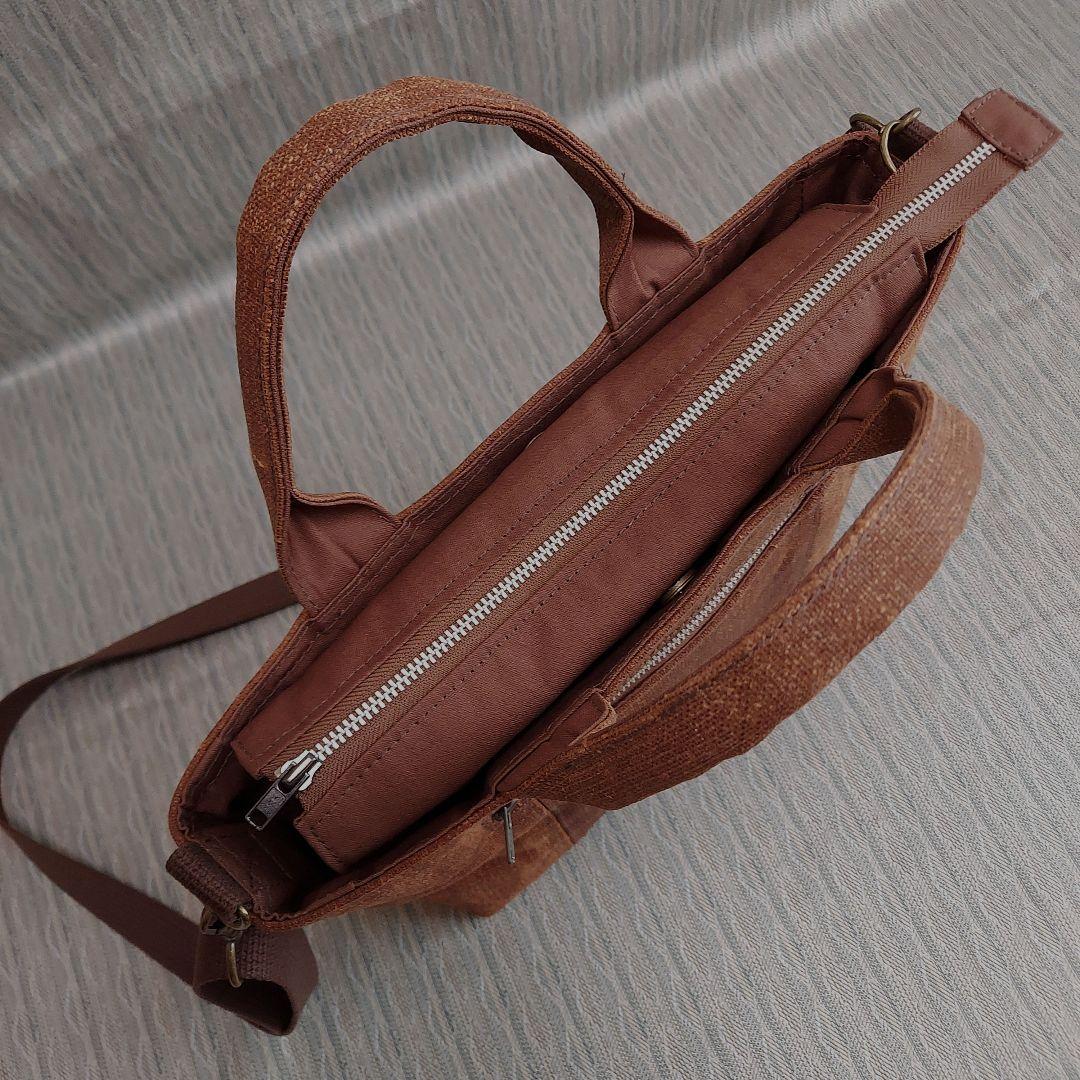 柿渋染め酒袋のトートバック (ショルダータイプ)B5サイズ