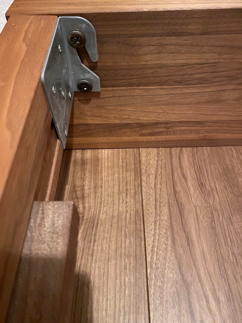 木製　ワイドダブルベッドフレーム　木目の美しいウォールナット無垢