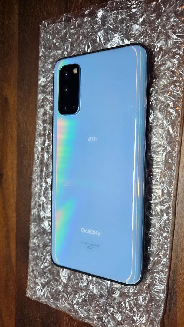 au Galaxy S20 5G SCG01 クラウドブルー ケース付き