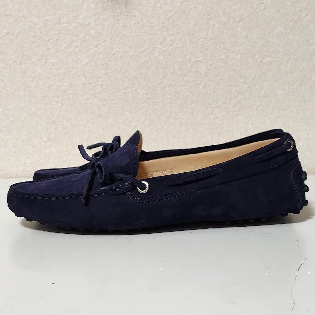 トッズ ドライビングシューズ 37 ネイビー ヌバック ゴンミーニ