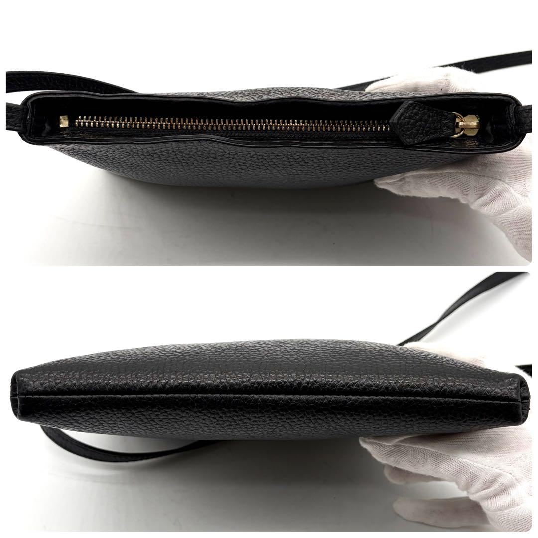 【極美品】ハッシュタグ ショルダーバッグ サコッシュ レザー 斜め掛け ブラック