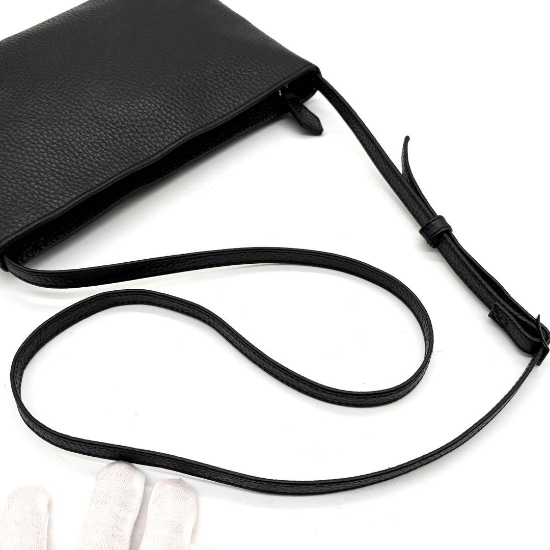 【極美品】ハッシュタグ ショルダーバッグ サコッシュ レザー 斜め掛け ブラック