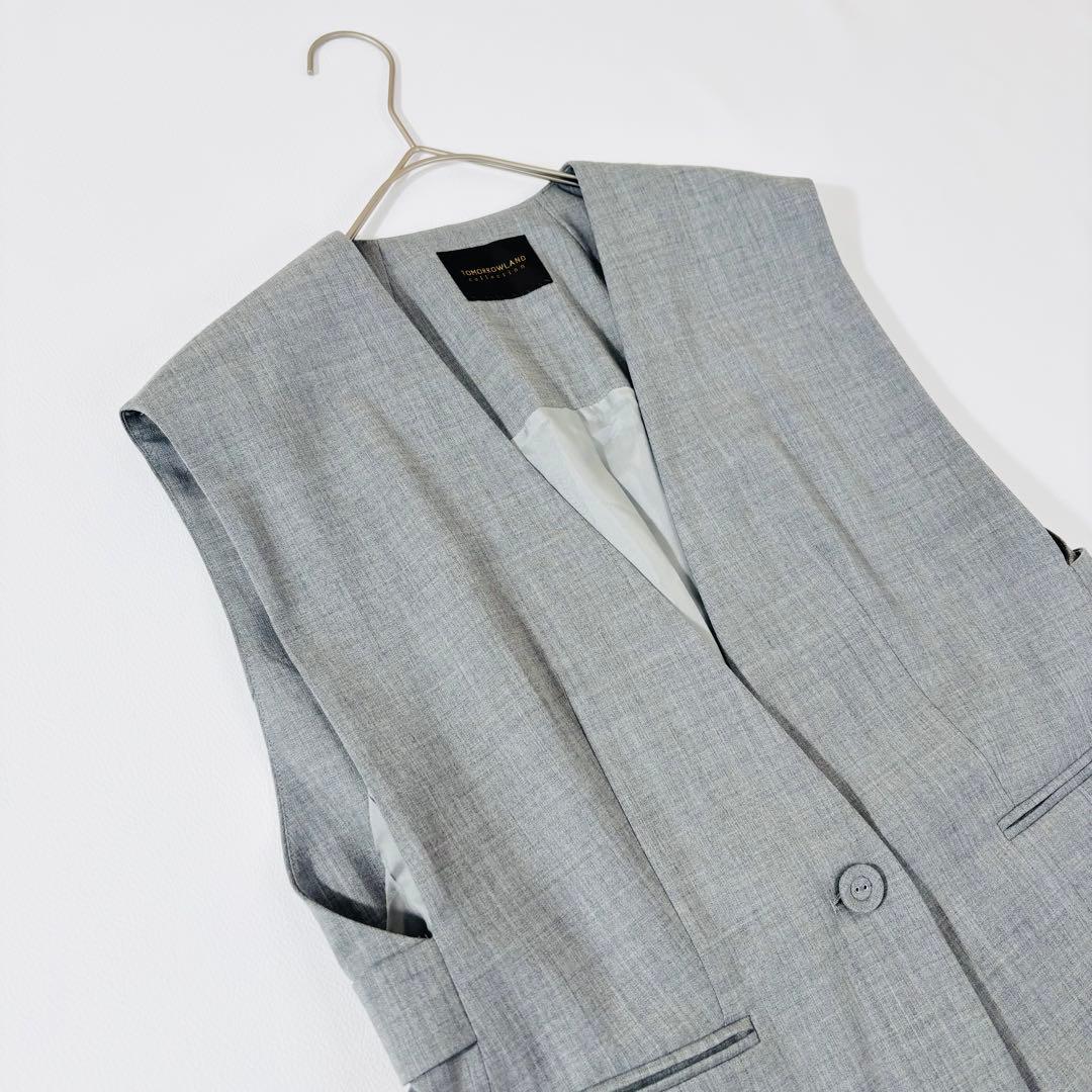 855美品✨トゥモローランド 2025SS ベスト ジレ グレー 定価3.5万