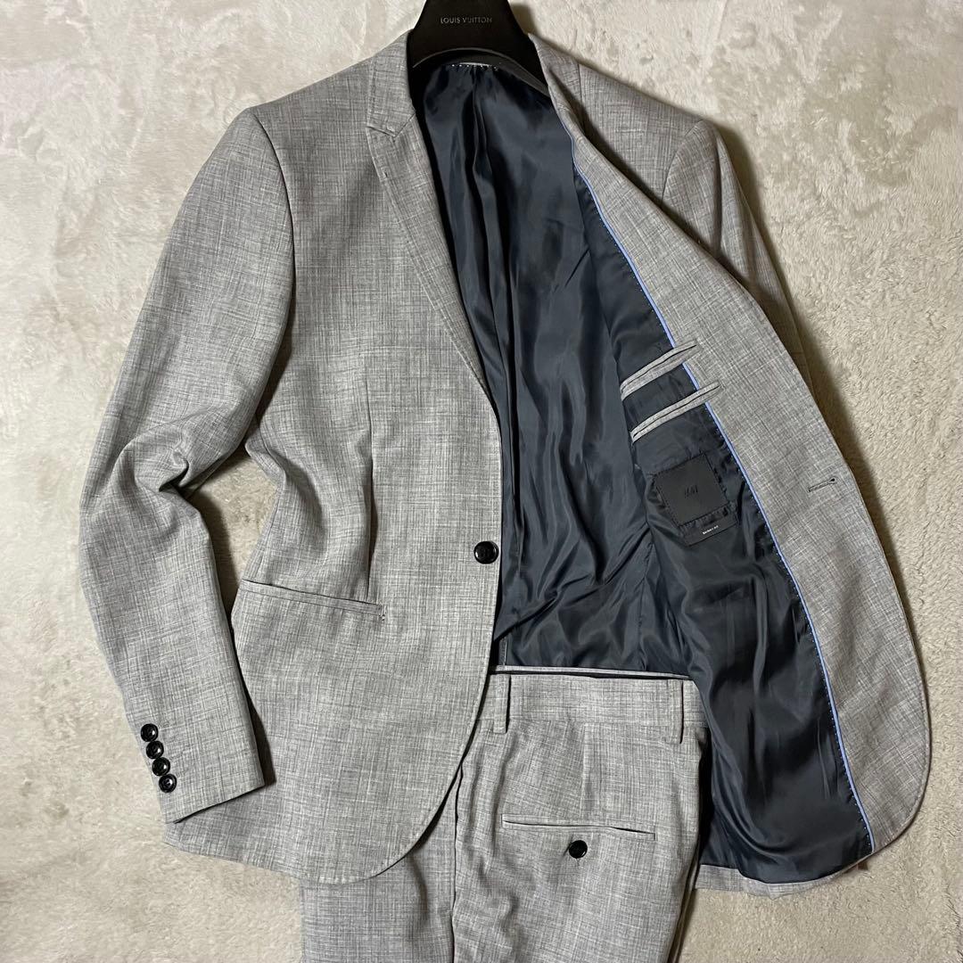  エイチ＆エム 手縫い スタイリッシュスーツ ライトグレー 46/M 美品