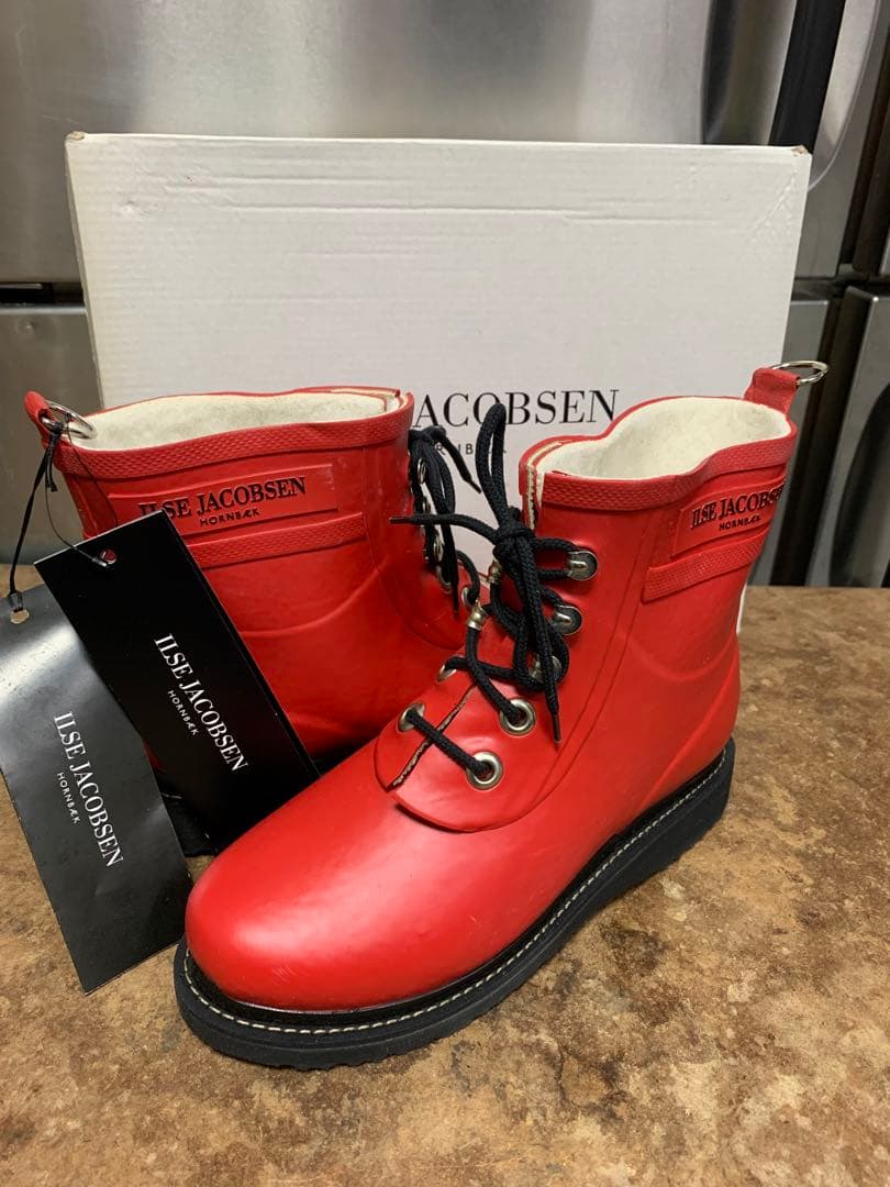 未使用 イルセヤコブセン デンマーク レインブーツ モコモコ レインシューズ