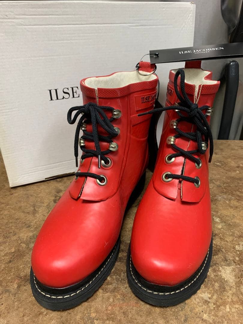 未使用 イルセヤコブセン デンマーク レインブーツ モコモコ レインシューズ