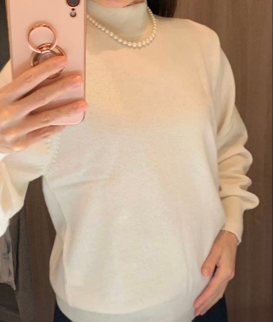 新品　カシミヤ100% カーディガン　ニット　アンサンブル　イエロー　L