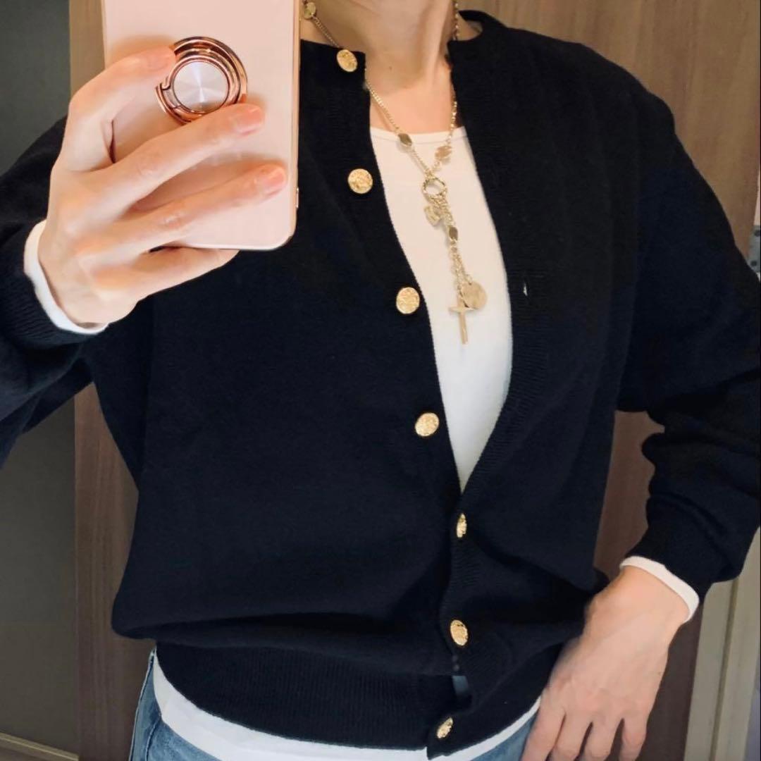 新品　カシミヤ100% カーディガン　ニット　アンサンブル　イエロー　L