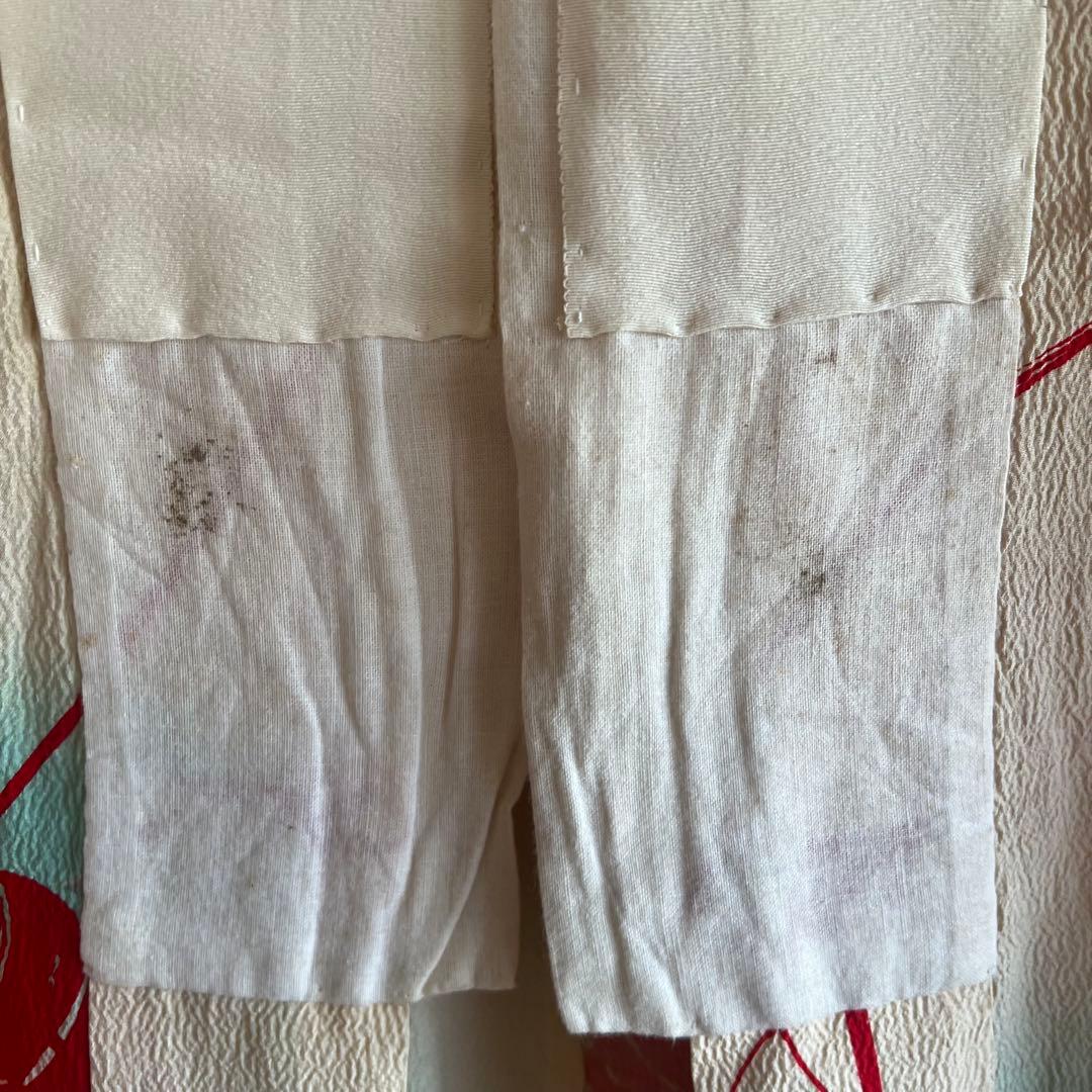 5903◆アンティーク長襦袢単衣赤伊勢海老大胆でポップな意匠時代古裂コレクターズ