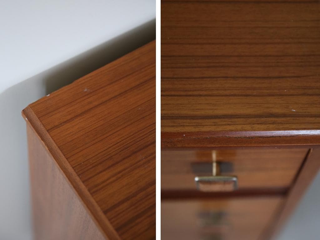 英国アンティークチーク4杯ドロワー/木製チェスト/タンス/テーブル机(91-84