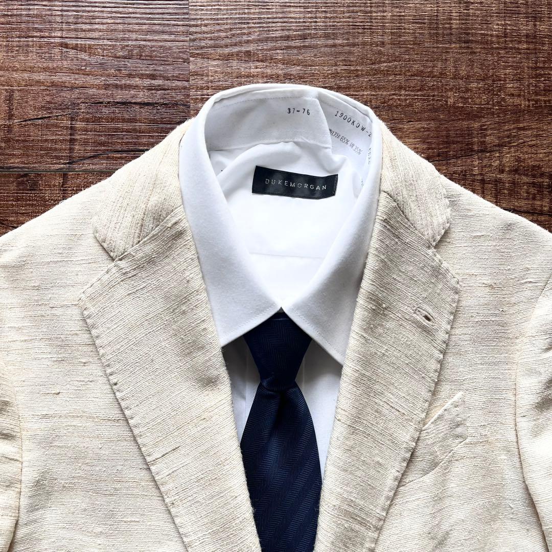 <美品>LARDINI シルク100% 春夏 ホワイト ジャケット サイズ42