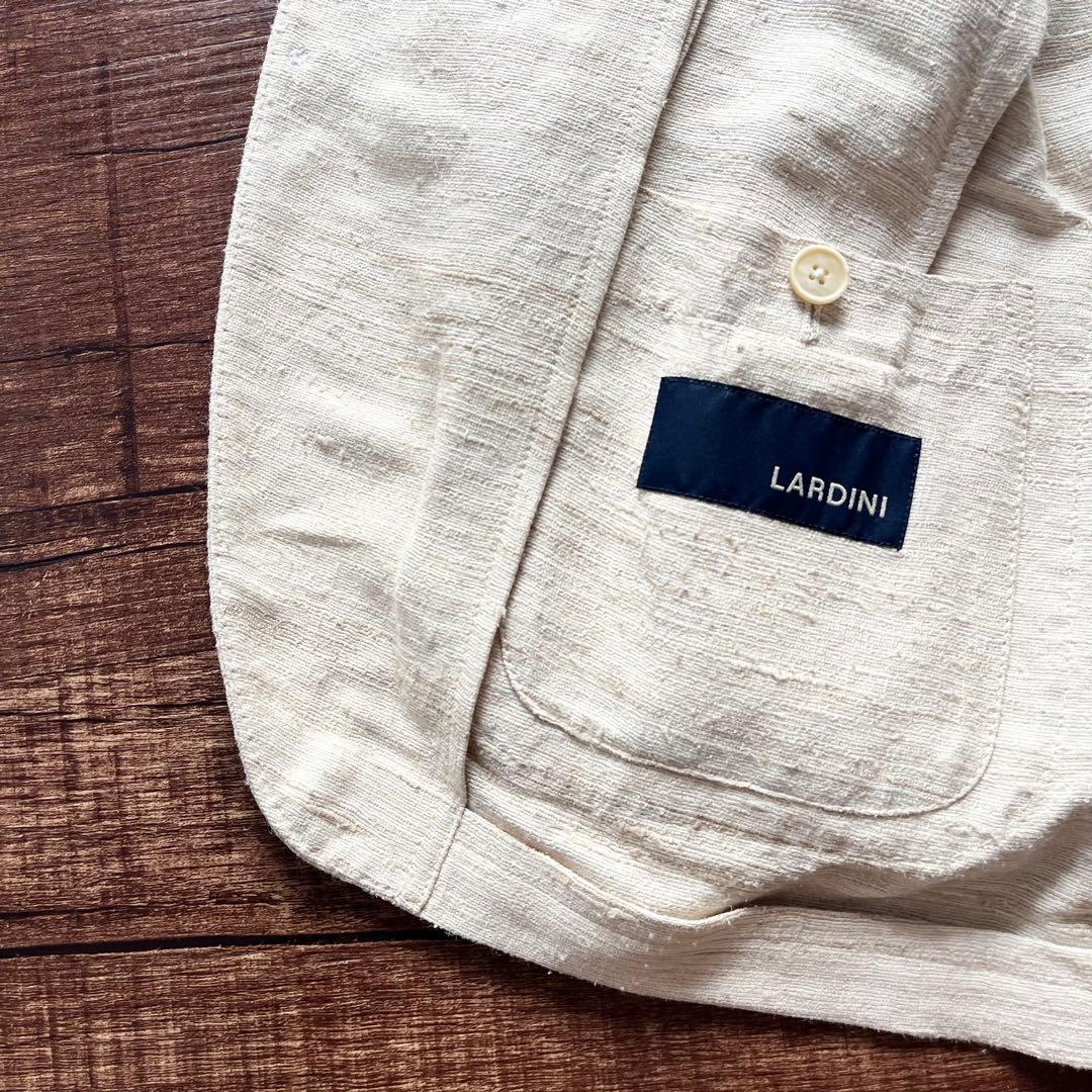 <美品>LARDINI シルク100% 春夏 ホワイト ジャケット サイズ42