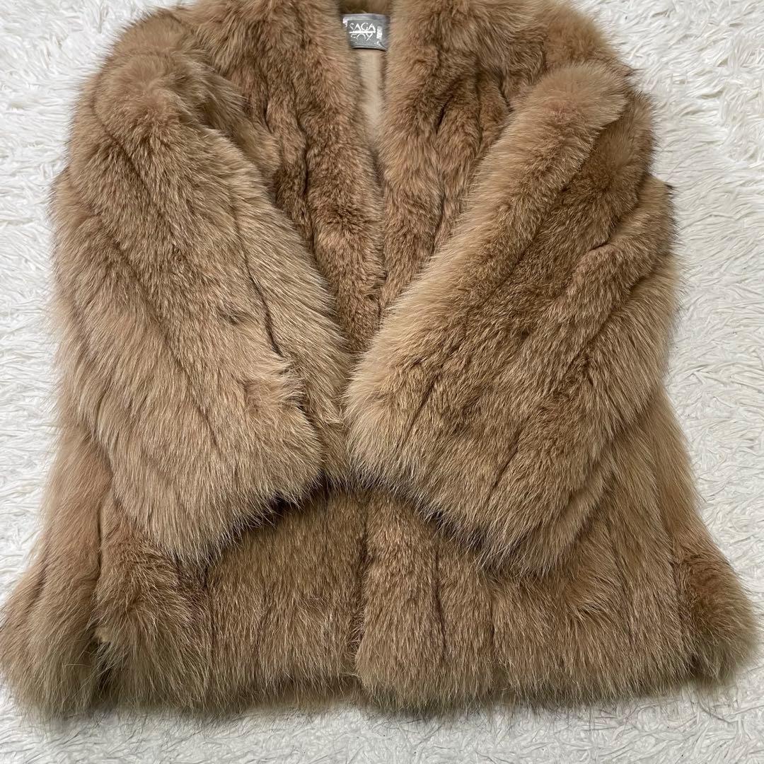 極美品 SAGAFOX ライトブラウン フォックス ファーコート リアル 本毛皮