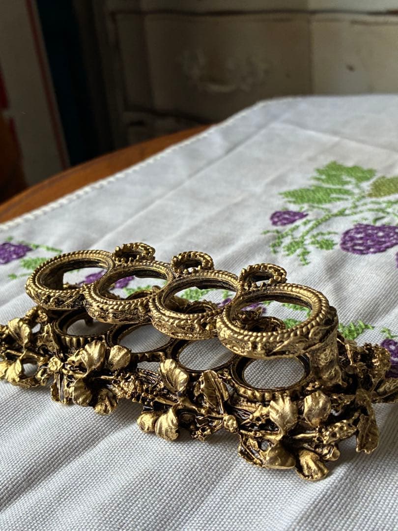 フランス　アンティーク　オルモル　リップスティック　ブラシ　ホルダー　真鍮　レア