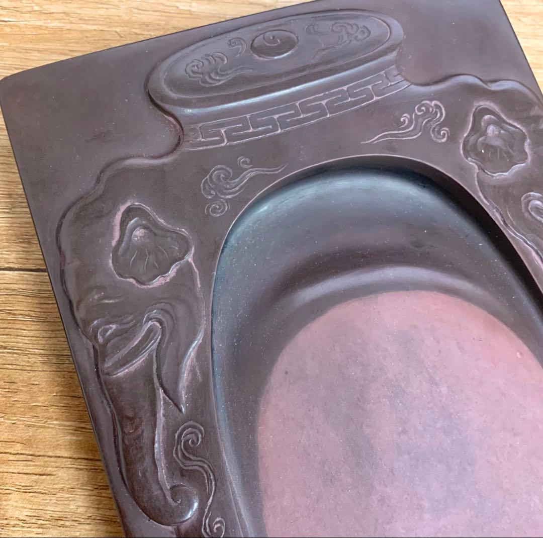 【希少羊堂作】紅渓石硯 太平有象彫刻 結婚祝い贈呈銘付き 崎川羊堂 硯2点セット