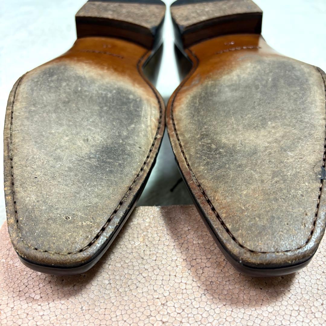 マグナーニ オパンケ製法 ストレートチップ ドレスシューズ 緑系パティーヌ 41