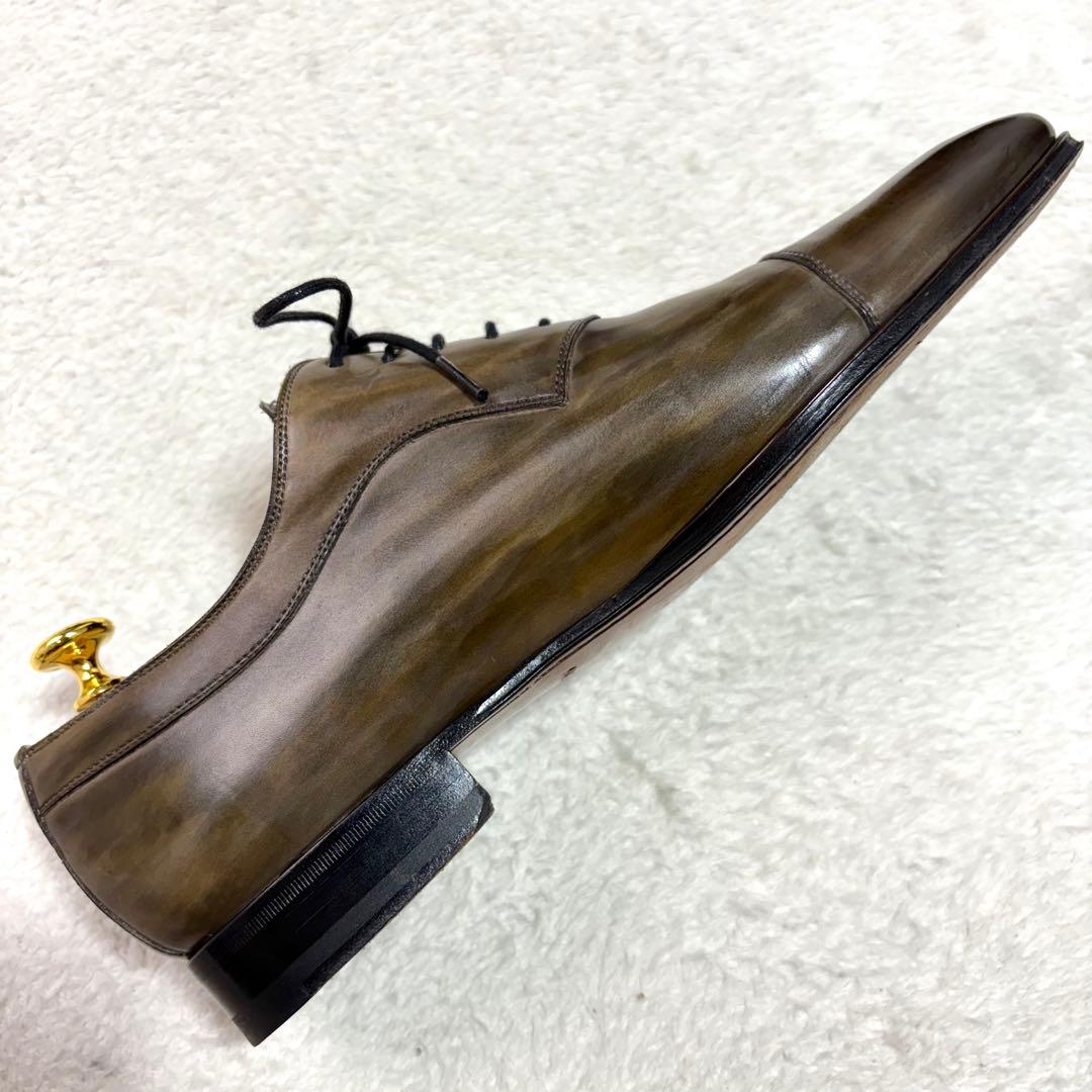 マグナーニ オパンケ製法 ストレートチップ ドレスシューズ 緑系パティーヌ 41