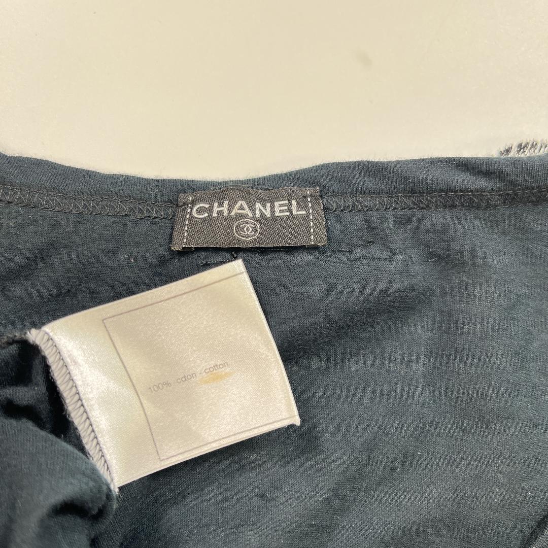 CHANEL 半袖 カットソー チェーン装飾 Ｔシャツ 黒 シャネル