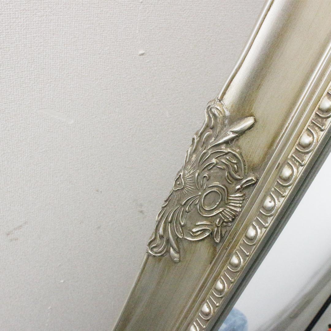 アンティーク調ミラー 全身鏡 姿見 鏡 大型 シルバー スタンド型 自立式