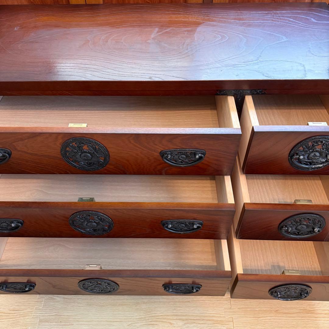 「格安早い者勝ち」民芸家具 欅材 整理箪笥 時代箪笥 3段チェスト 鉄金具 和