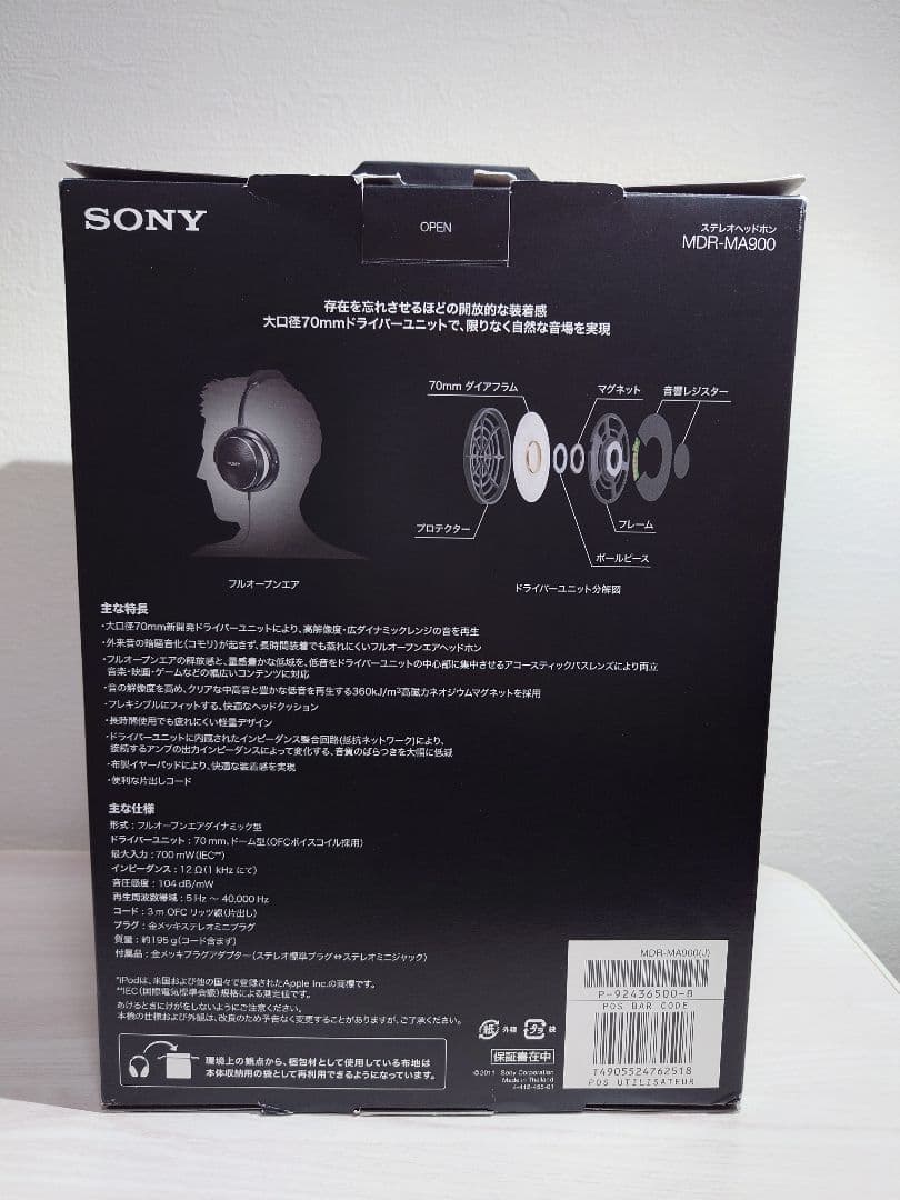 【SONY】オープンエアー型ヘッドホン MDR-MA900:ほぼ未使用