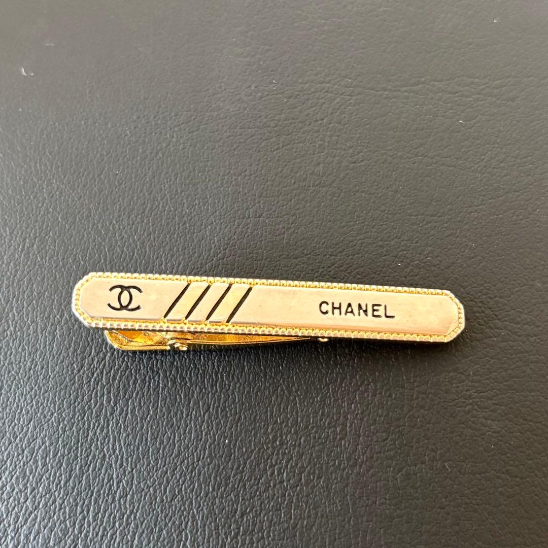 【良品】【シャネル】ネクタイピン ロゴ ココマーク シルバー×ゴールド色