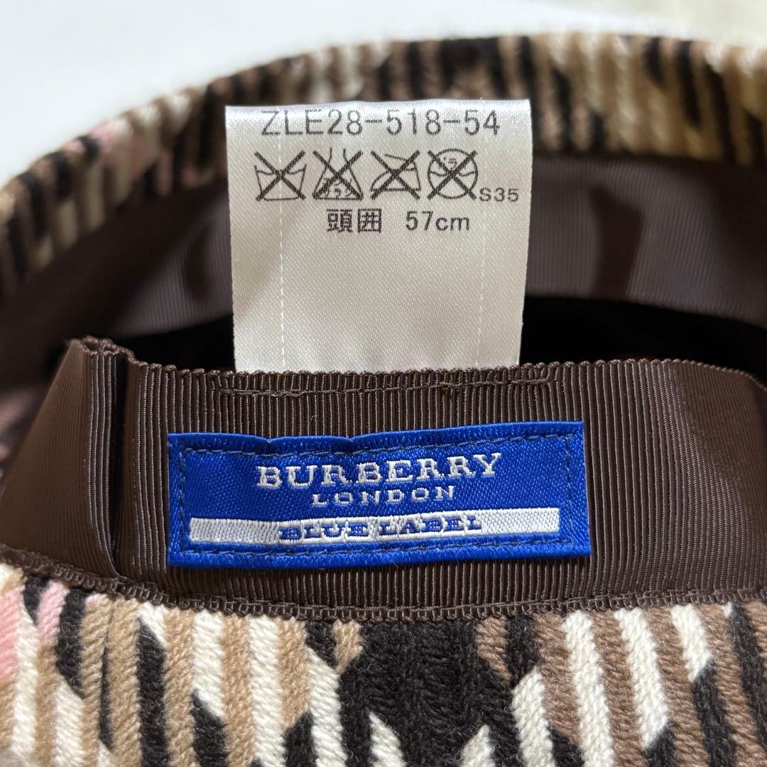 ★美品★バーバリーブルーレーベル ウールベレー帽 フォックスファー ノバチェック