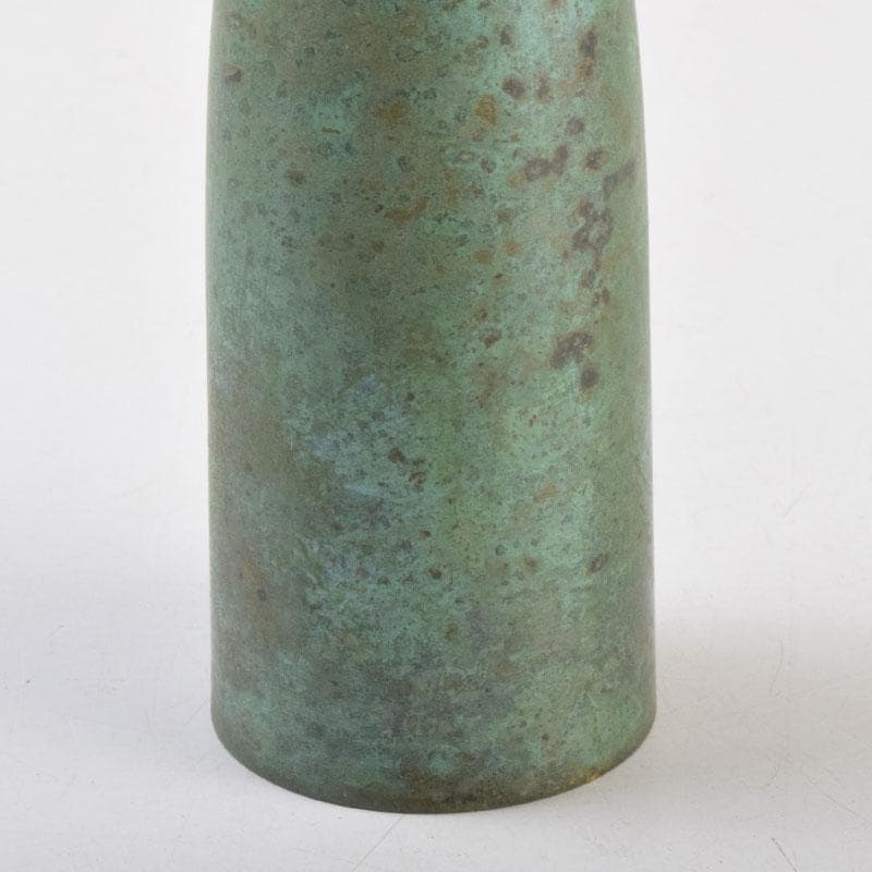 はな　茶道具　唐銅風炉師　藤井宗喜作　青銅　杵形花入　共箱　C　9203