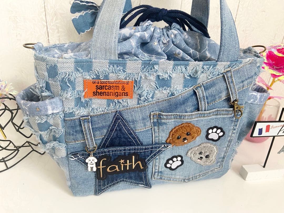 デニムリメイクバック　トイプードル