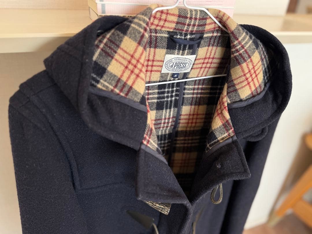 Ｊ.PRESS ネイビー ダッフルコート M フード付き