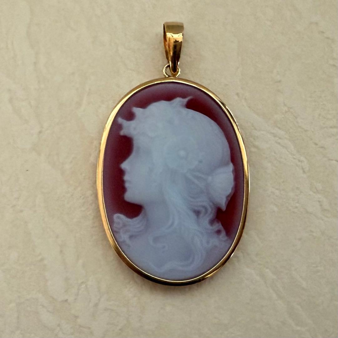 K18カーネリアンカメオペンダントトップ　2.58g