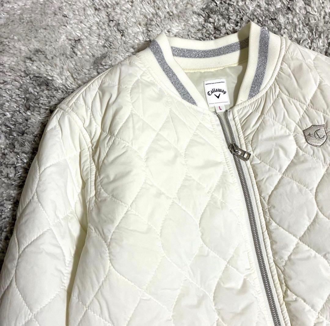 極美品　Callaway ホワイト キルティングジャケット　Lサイズ
