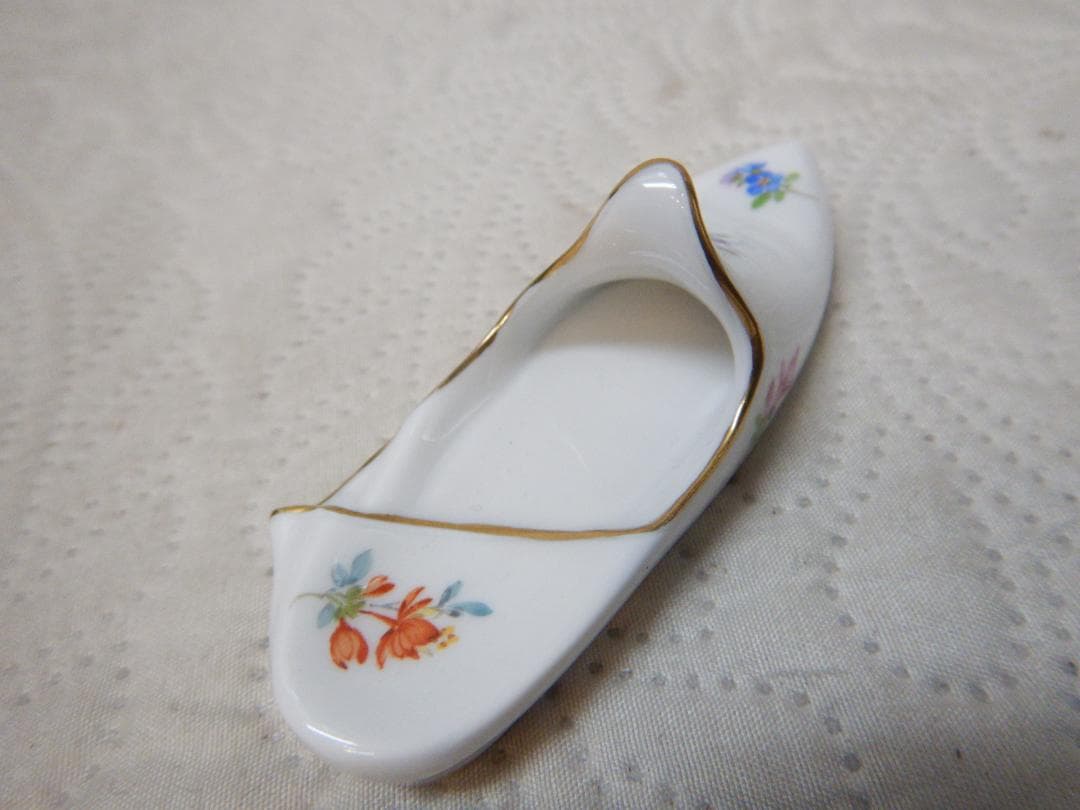 マイセン　花柄　靴型　小物入れ　 陶器製