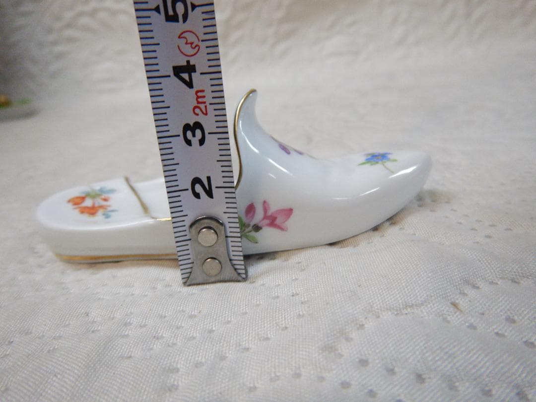 マイセン　花柄　靴型　小物入れ　 陶器製