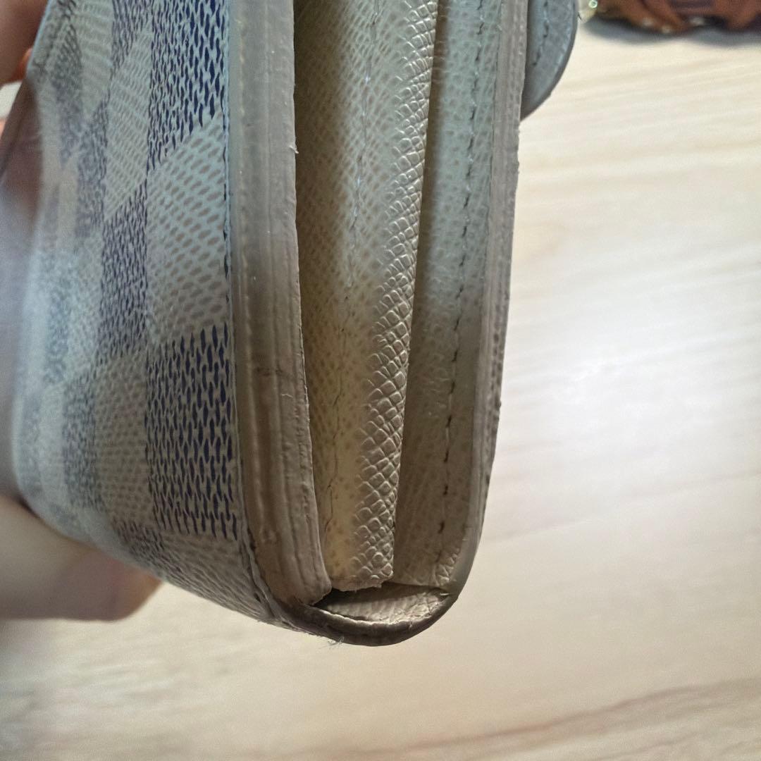 ダミエ柄 長財布 アイボリー/グレー