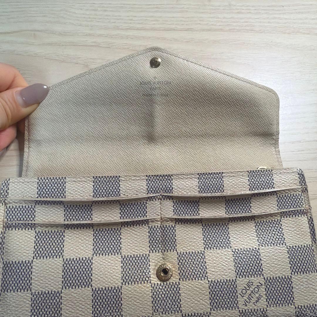 ダミエ柄 長財布 アイボリー/グレー