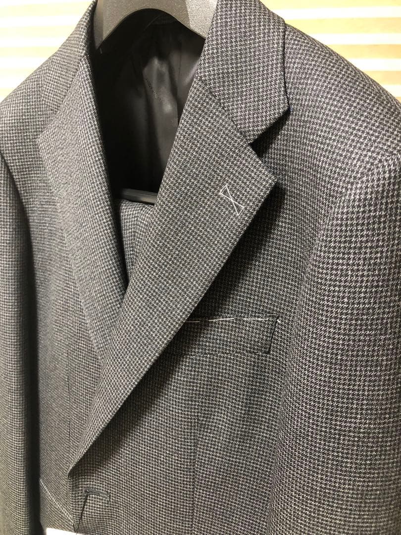 【新品未使用】タケオキクチ メランジ千鳥スーツ チャコールグレー