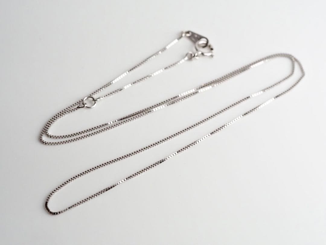 70.イタリア製 K18WG ベネチアン チェーン プレーンネックレス　41cm