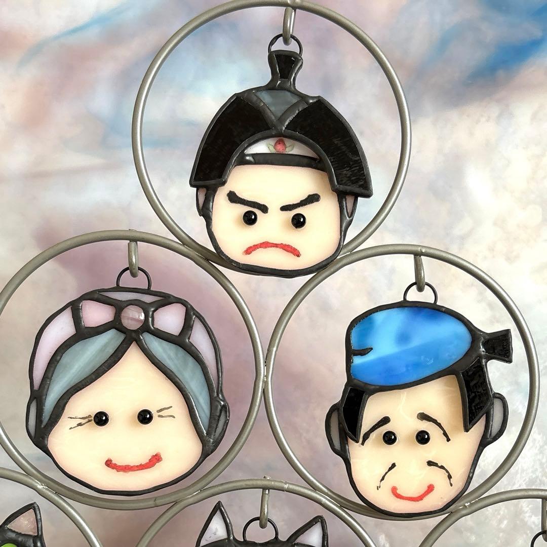 ステンドグラスオーナメント　ハンドメイド　サンキャッチャー　桃太郎　オーナメント