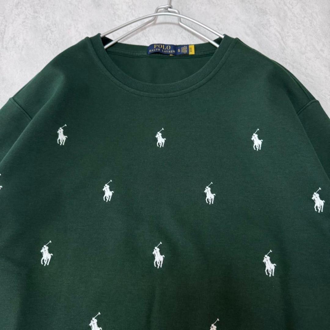 ラルフローレン 刺繍 総柄 XL スウェット トレーナー グリーン系 現行タグ