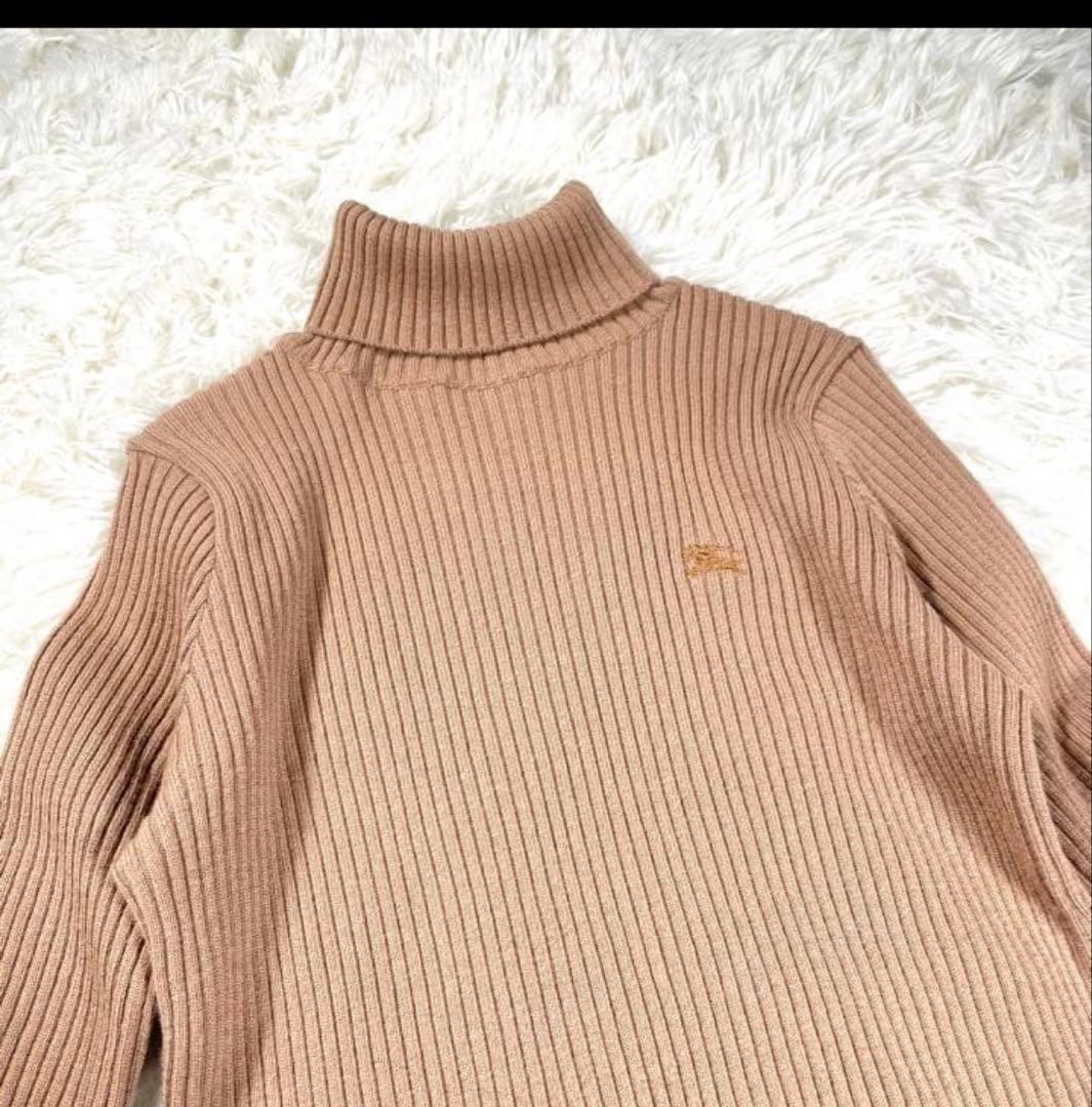 バーバリーブルーレーベル　ノバチェック柄タートルネックニットドッキングワンピース