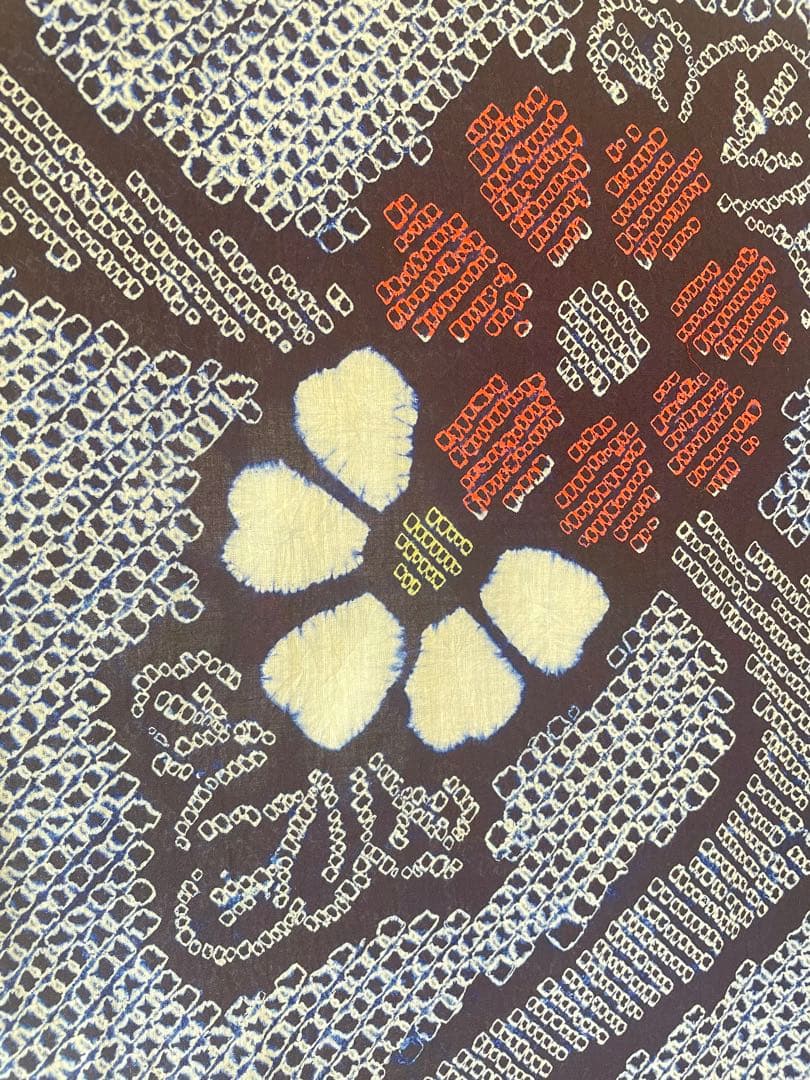 □夏涼浴衣　有松総絞り　花柄　藍色　身丈約160cm