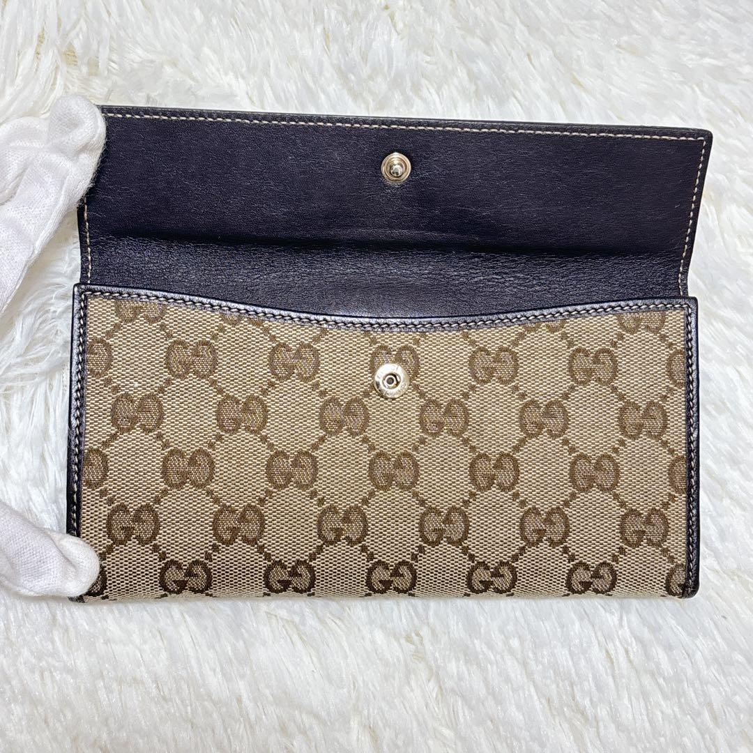 GUCCI GGキャンバス ラブリーハート 長財布 濃茶
