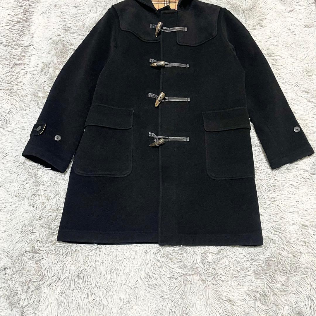 バーバリーブラックレーベル ダッフルコート ロング ノバチェック ブラック L