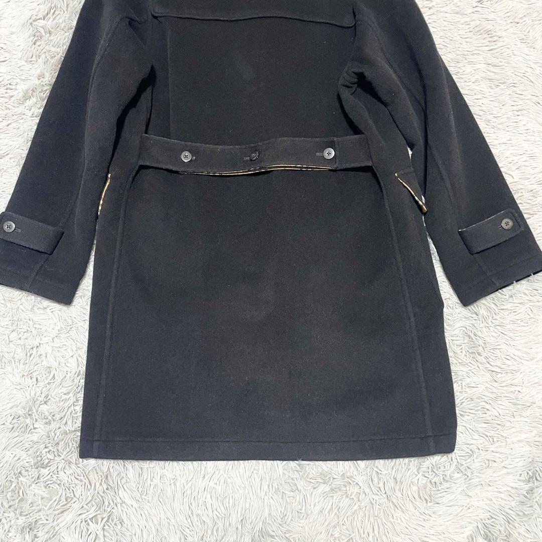 バーバリーブラックレーベル ダッフルコート ロング ノバチェック ブラック L