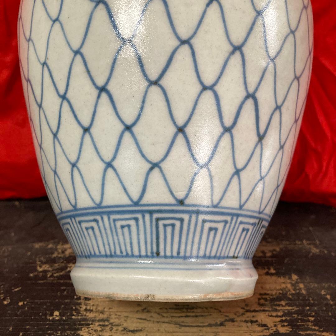 古伊万里　染付　壺　網目文