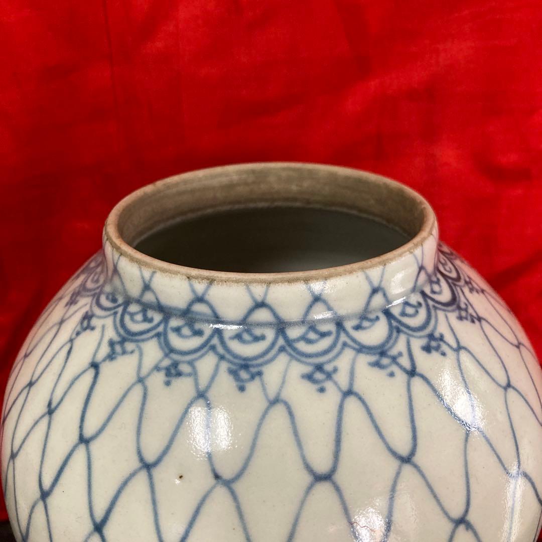 古伊万里　染付　壺　網目文