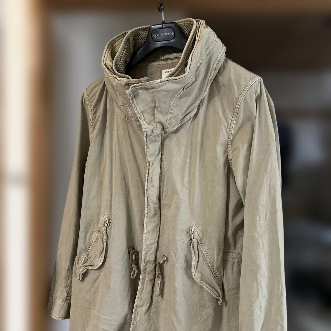 Goa ミリタリージャケット　メンズ　ロング　フード収納　ダブルジップ　y2k