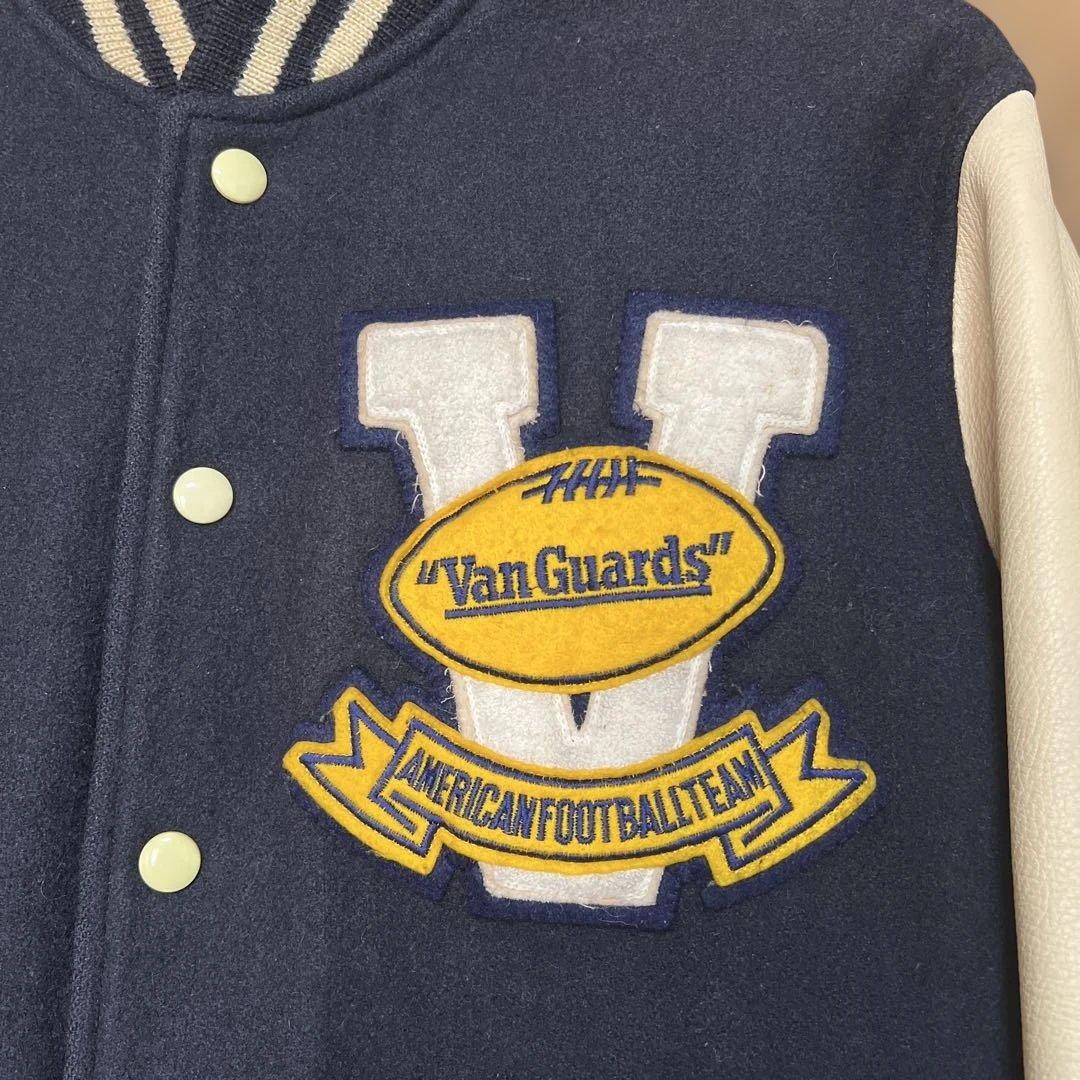 VAN JAC スタジアムジャンパー　袖皮 ネイビー　 Lサイズ